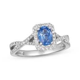 Le Vian Oval-Cut Blue Sapphire Ring 1/3 ct tw Diamonds 14K Vanilla Gold