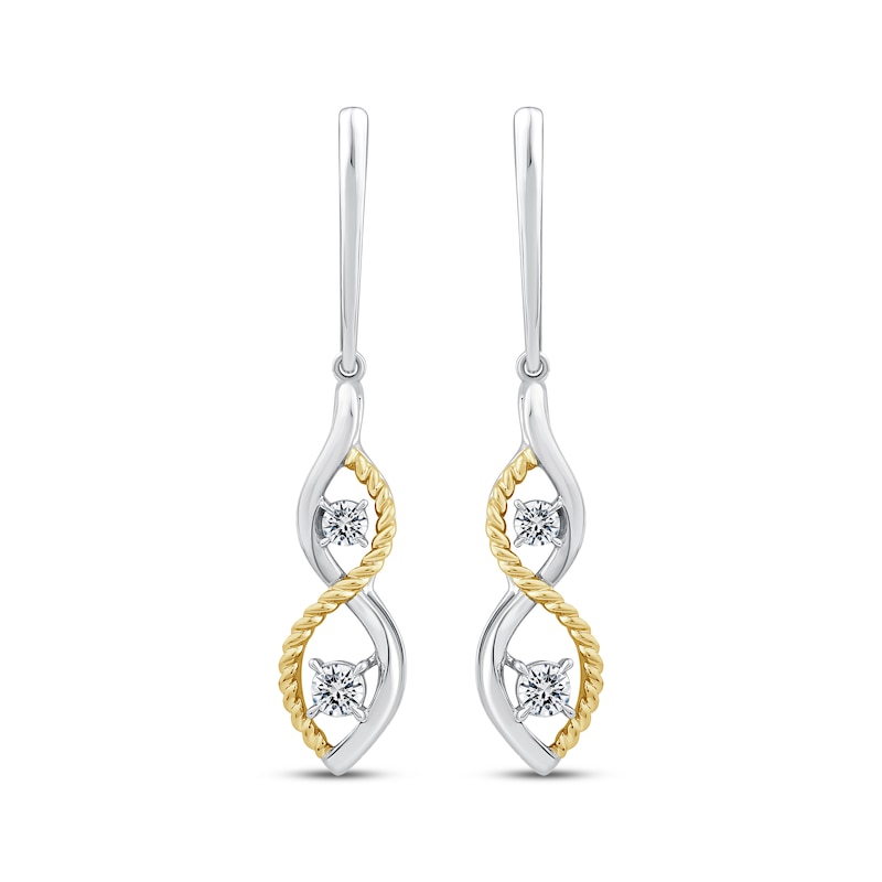 Threads of Love Diamond Double Infinity Dangle Earrings 1/4 ct tw 10K Yellow Gold & Sterling Silver