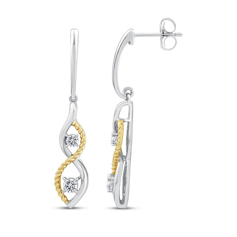 Threads of Love Diamond Double Infinity Dangle Earrings 1/4 ct tw 10K Yellow Gold & Sterling Silver