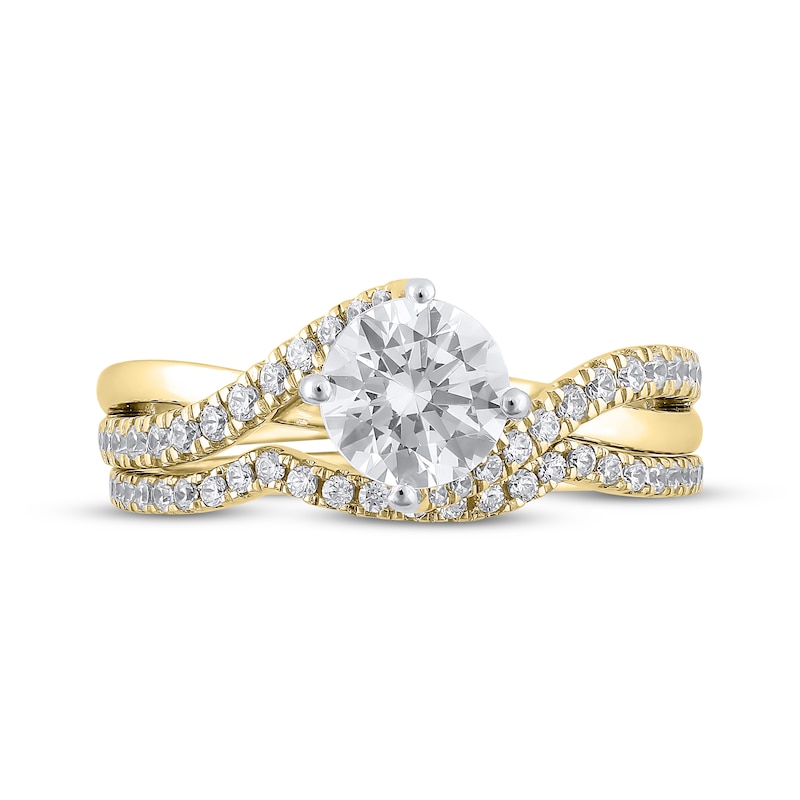 Main Image 3 of Round-Cut Diamond Bridal Set 1-3/8 ct tw 18K Yellow Gold