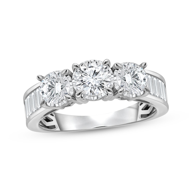 Main Image 1 of Lab-Grown Diamonds by KAY Round-Cut Three-Stone Engagement Ring 2 ct tw 10K White Gold