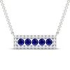 Thumbnail Image 1 of Natural Blue Sapphire & Diamond Rectangle Frame Necklace 1/6 ct tw 14K White Gold 18&quot;