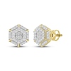 Thumbnail Image 1 of Men's Baguette & Round-Cut Multi-Diamond Hexagon Stud Earrings 1/2 ct tw 10K Yellow Gold