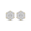 Thumbnail Image 2 of Men's Baguette & Round-Cut Multi-Diamond Hexagon Stud Earrings 1/2 ct tw 10K Yellow Gold