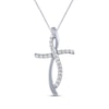 Thumbnail Image 1 of Diamond Curve Cross Necklace 1/6 ct tw Sterling Silver