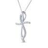 Thumbnail Image 2 of Diamond Curve Cross Necklace 1/6 ct tw Sterling Silver