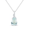 Thumbnail Image 1 of Pear-Shaped Aquamarine & White Lab-Created Sapphire Drop Necklace Sterling Silver 18&quot;