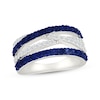 Thumbnail Image 1 of Blue & White Lab-Created Sapphire Crossover Ring Sterling Silver