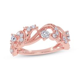 Diamond Vintage-Style Scroll Ring 1/2 ct tw 14K Rose Gold