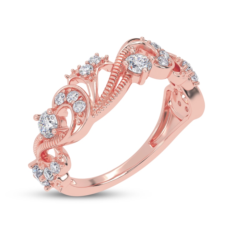 Main Image 2 of Diamond Vintage-Style Scroll Ring 1/2 ct tw 14K Rose Gold