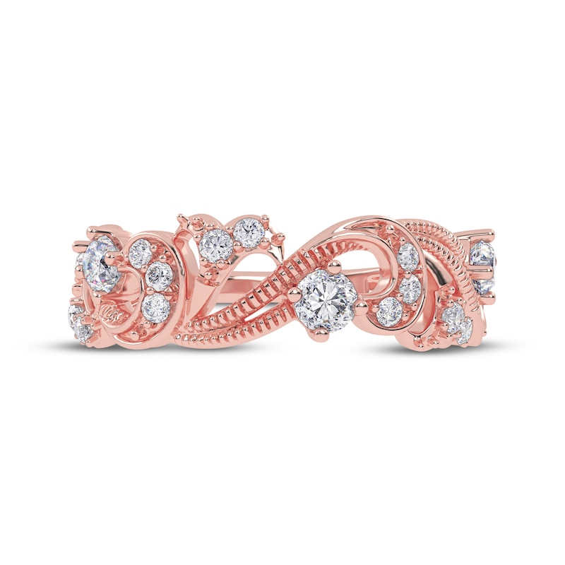 Main Image 3 of Diamond Vintage-Style Scroll Ring 1/2 ct tw 14K Rose Gold