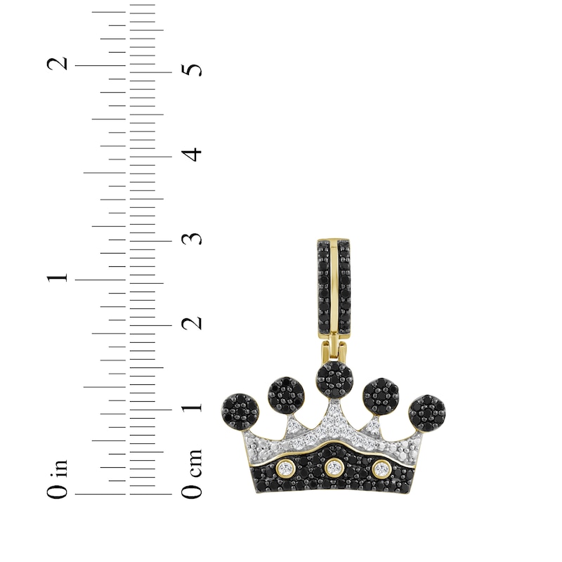 Main Image 3 of Men's Black & White Diamond Crown Charm 1 ct tw 10K Yellow Gold