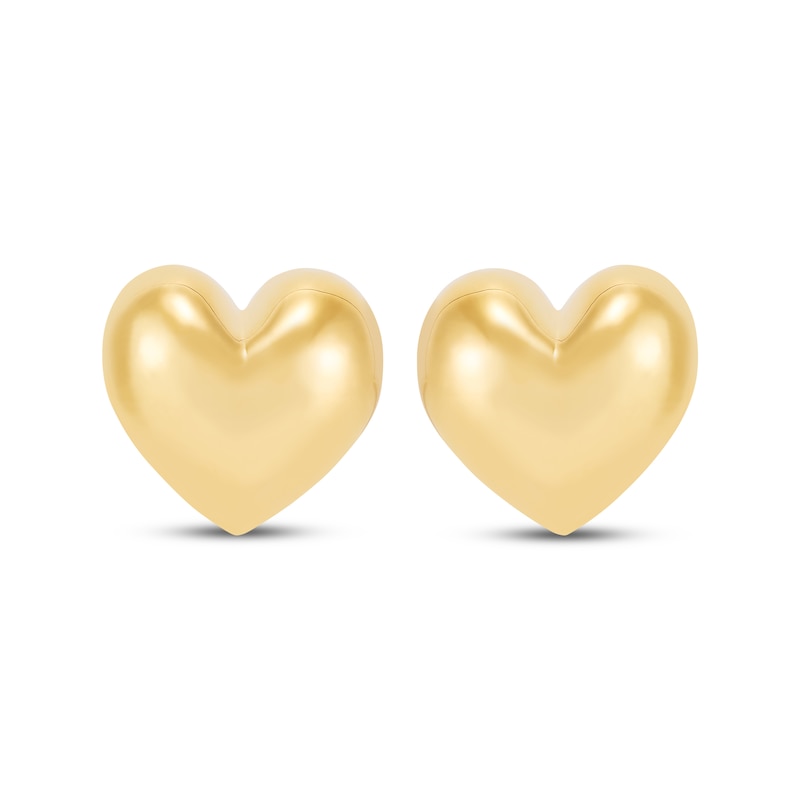 Main Image 2 of Polished Puff Heart Stud Earrings 14K Yellow Gold