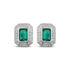 Thumbnail Image 2 of Men's Emerald-Cut Emerald & Diamond Frame Stud Earrings 1/5 ct tw 10K White Gold