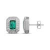 Thumbnail Image 3 of Men's Emerald-Cut Emerald & Diamond Frame Stud Earrings 1/5 ct tw 10K White Gold