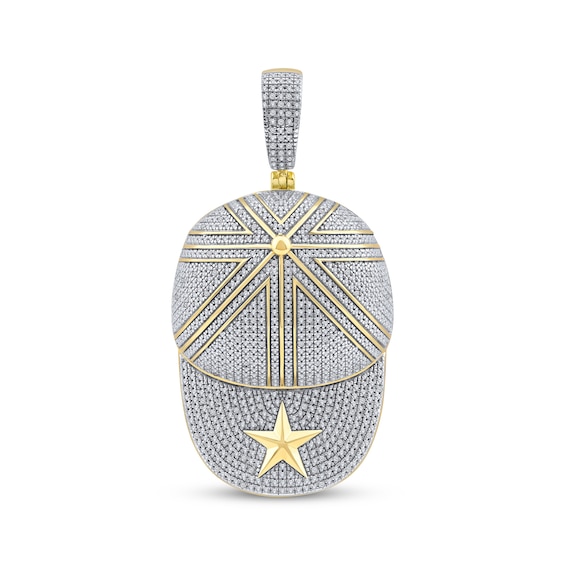 Men's Diamond Ball Cap Necklace Charm 1/4 ct tw 10K Yellow Gold