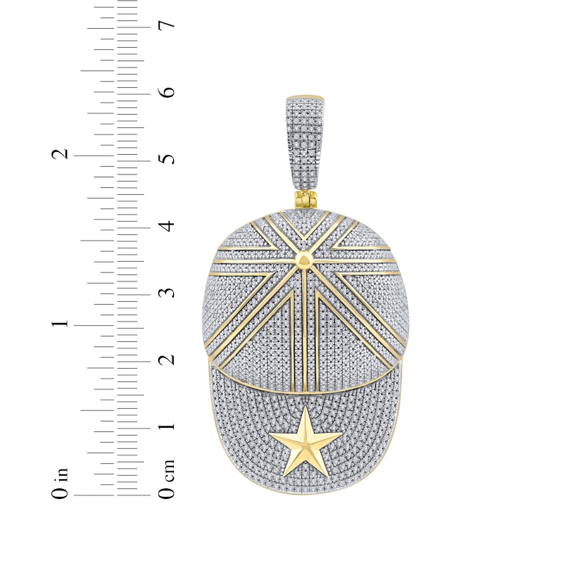 Main Image 4 of Men's Diamond Ball Cap Necklace Charm 1/4 ct tw 10K Yellow Gold