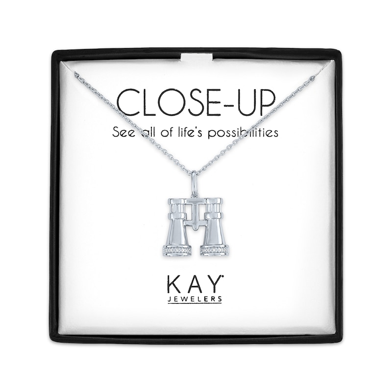 Main Image 1 of Binoculars Necklace with Diamond Accents Sterling Silver 18&quot;