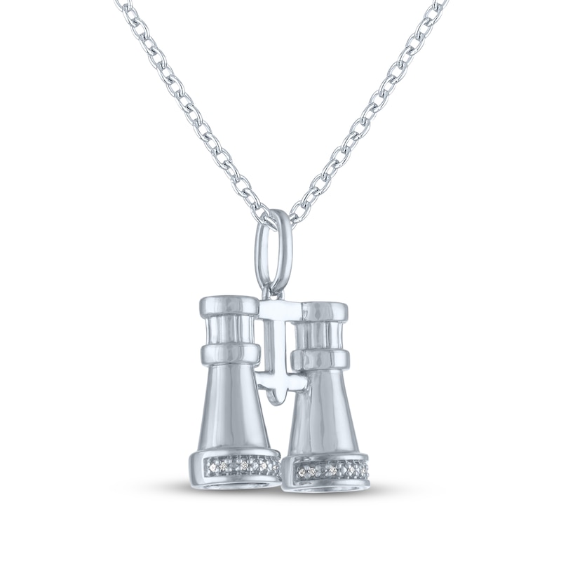 Main Image 4 of Binoculars Necklace with Diamond Accents Sterling Silver 18&quot;