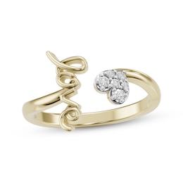 Diamond Heart & &quot;Love&quot; Deconstructed Ring 1/15 ct tw 10K Yellow Gold