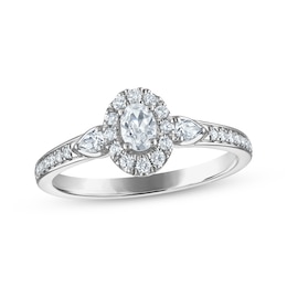 Adore Oval-Cut Diamond Halo Engagement Ring 1/2 ct tw 14K White Gold