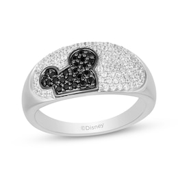 Disney Treasures Mickey Mouse Black & White Diamond Ring 1/2 ct tw Sterling Silver