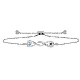 Couple's Birthstone Infinity Bolo Bracelet