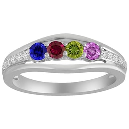 Birthstone Family & Mother's Ring (1-4 Stones and 1 Line)