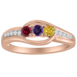 Birthstone Family & Mother's Ring (1-3 Stones and 1 Line)