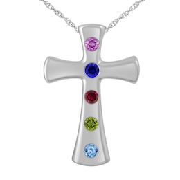 Birthstone Family & Mother's Cross Necklace (1-5 Stones)