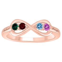 Round Birthstone Family & Mother's Ring (2-4 Stones and 2 Lines)