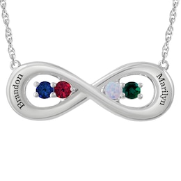 Birthstone Family & Mother's Infinity Pendant (2-4 Stones and 2 Lines)