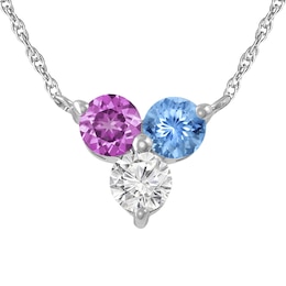 Triple Round Birthstone Cluster Necklace (3 Stones)