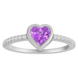 Bezel-Set Heart Birthstone Heart Ring (1 Stone)