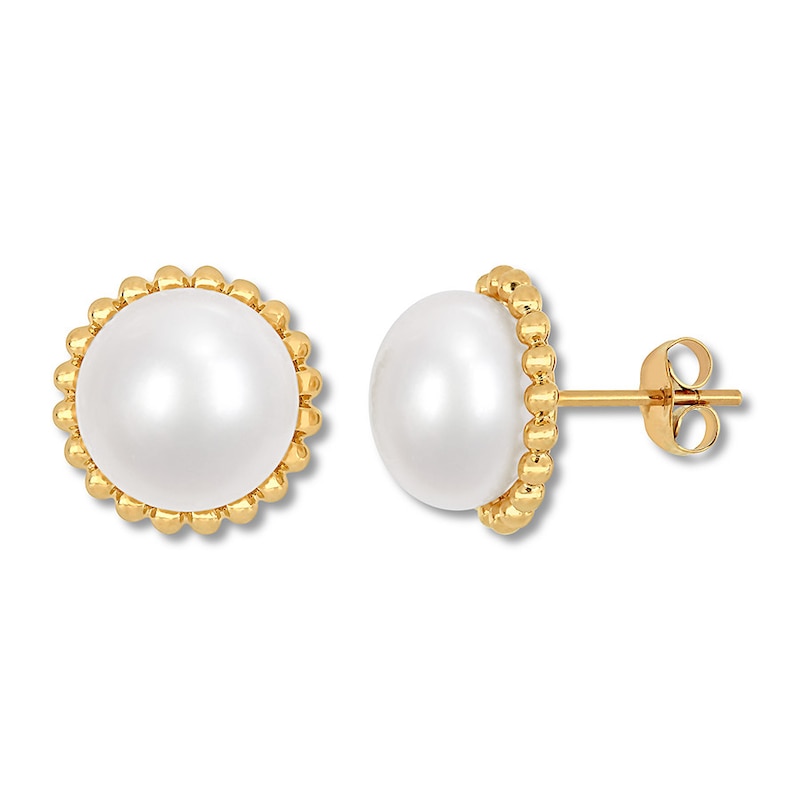 Main Image 1 of Cultured Pearl Earrings 10K Yellow Gold