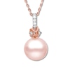 Thumbnail Image 1 of Pink Cultured Pearl Necklace 1/20 ct tw Diamonds 10K Rose Gold