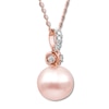 Thumbnail Image 2 of Pink Cultured Pearl Necklace 1/20 ct tw Diamonds 10K Rose Gold