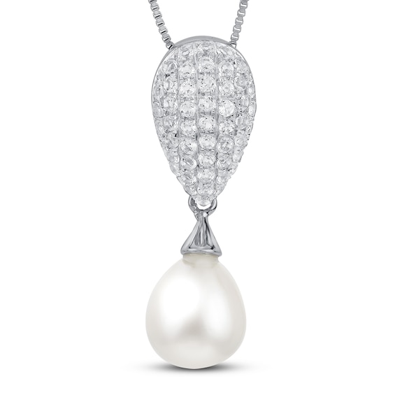 Cultured Pearl & White Topaz Necklace 18" | Womens | Gender | Necklaces