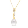 Thumbnail Image 1 of Freshwater Cultured Pearl Necklace 1/20 ct tw Diamonds 14K Yellow Gold