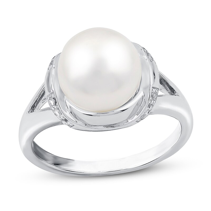 Cultured Freshwater Pearl Ring White Topaz Sterling Silver