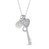 Thumbnail Image 1 of Freshwater Cultured Pearl & White Topaz Infinite Love Necklace Sterling Silver 18&quot;