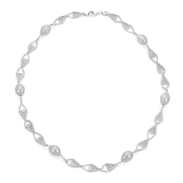 Cultured Pearl Necklace Sterling Silver 18&quot;