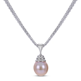 Pink Cultured Pearl Multi-Strand Necklace Sterling Silver 18&quot;