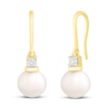 Thumbnail Image 1 of Cultured Pearl & Diamond Dangle Earrings 10K Yellow Gold