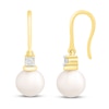 Thumbnail Image 2 of Cultured Pearl & Diamond Dangle Earrings 10K Yellow Gold