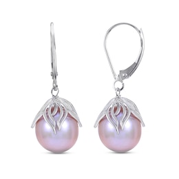 Cultured Pink Pearl Dangle Earrings Sterling Silver