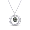 Thumbnail Image 1 of Tahitian Cultured Pearl & White Topaz Necklace Sterling Silver 18&quot;