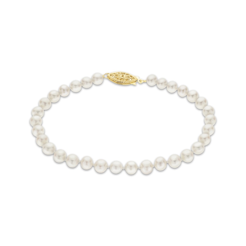 Main Image 1 of Cultured Pearl Bracelet 14K Yellow Gold 7.5&quot;