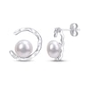 Thumbnail Image 1 of Cultured Pearl & White Lab-Created Sapphire Earrings Sterling Silver