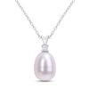 Thumbnail Image 1 of Cultured Pearl & White Lab-Created Sapphire Necklace Sterling Silver 18&quot;